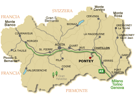 Cartina della Valle d'Aosta